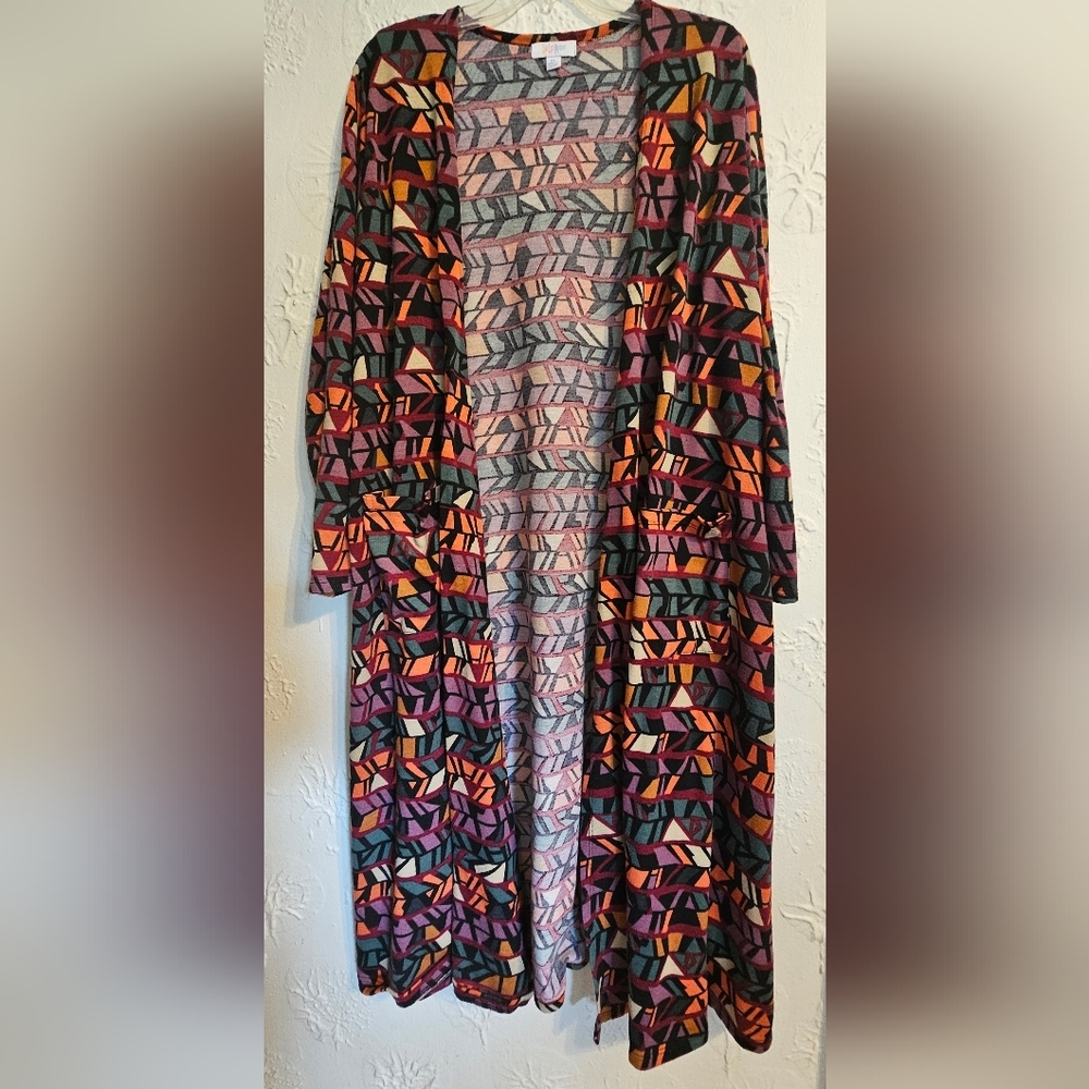 LuLaRoe Sarah Boho Geometric Print Long Cardigan XL